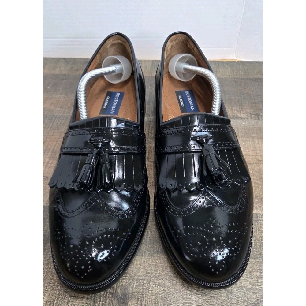 Bostonian First Flex Black Leather Tassel Kiltie Loafers Mens 11.5 M 20370